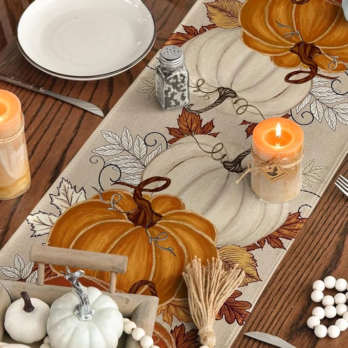 Artoid Mode 210 GSM Fall Table Runner 13x90 Inch Home Party Decor | Orange - Image 7