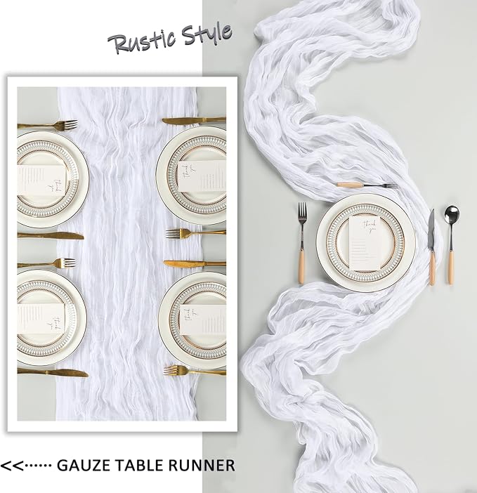 10 Pack 17 x 108 Inch White Table Runner Cheesecloth | Gauze Cheese Cloth - Image 6