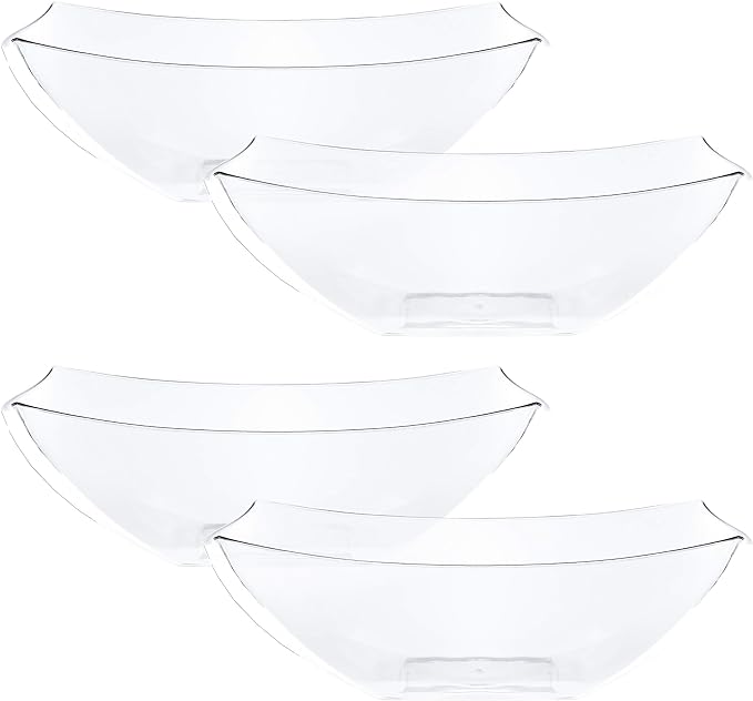 PLASTICPRO Disposable 64 ounce Square Serving Bowls, Party Snack or Salad Bowl by PLASTICPRO