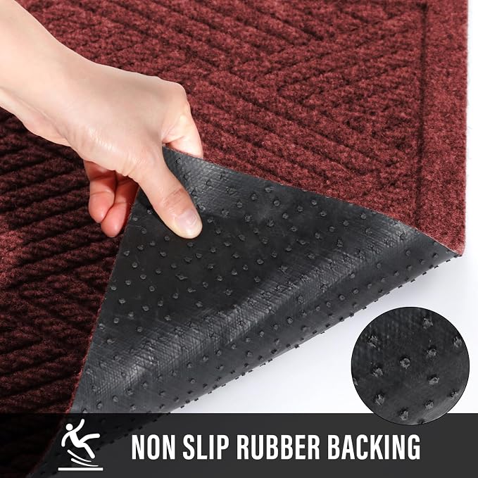 HIYARD Durable Front Door Mat, Absorbent Muddy Dirt Resist Welcome Door Mats - Image 4