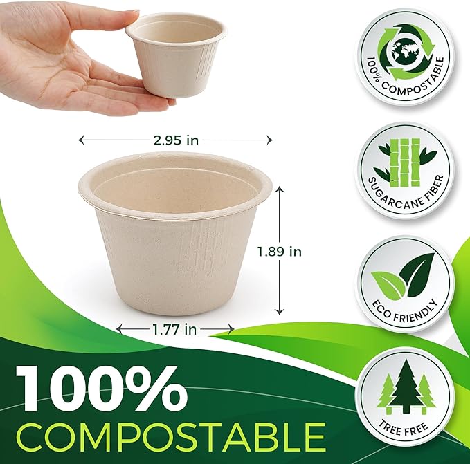 4oz Disposable Paper Cups, Sturdy Small/Mini Paper Cups/bowls, Tasting and - Image 2
