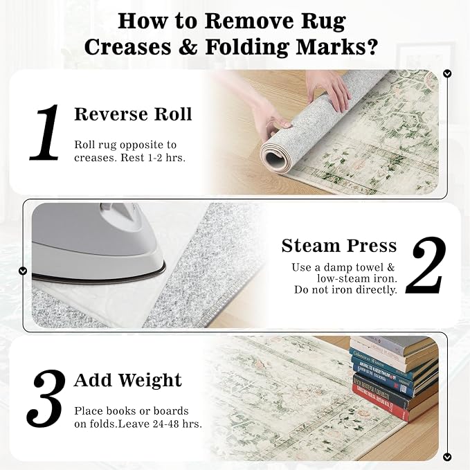 DCX 9x12 Green Rug, Machine Washable Stain Resistant Distressed Vintage Rug - Image 9