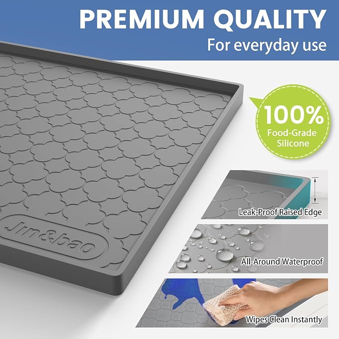 Jin&Bao Waterproof Under Sink Mat 46" x 22", Thick Silicone Mat Cabinet - Image 2