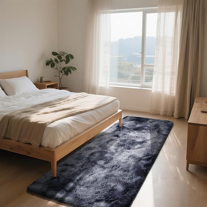 Soft Runner Rugs for Bedroom, Mottling Dark Grey 2x8 Runners for Hallways - Image 2