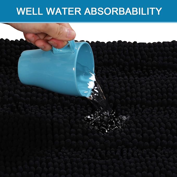H.VERSAILTEX Bath Mats for Bathroom Non Slip Extra Thick Chenille Striped Bath - Image 5