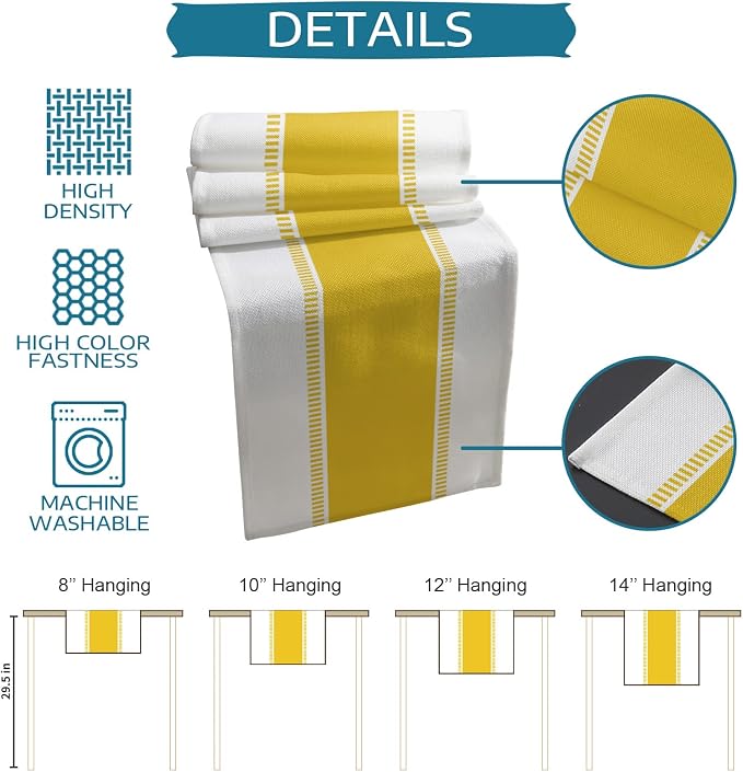 Yellow Table Runners 36 inches Long, Modern Stripes Table Runner Farmhouse - Image 7