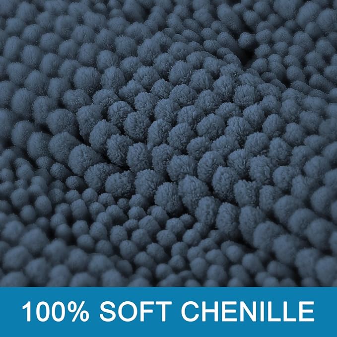 H.VERSAILTEX Bath Mats for Bathroom Non Slip Thick Chenille Striped Bath Rug - Image 3