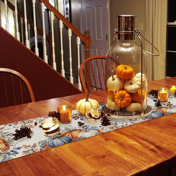 Fall Thanksgiving Short Table Runners 36 Inches, Cotton Linen Fabric Autumn - Image 4