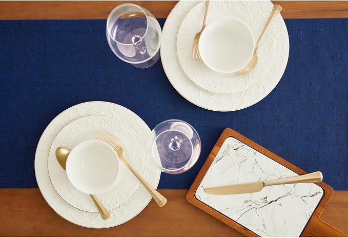 Solino Home 100% Pure Linen Dining Table Runner Blue, Athena 14 x 36 in | Table - Image 4