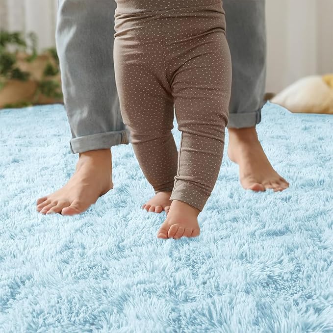 YJ.GWL Area Rugs for Bedroom, 2x3 Door Mat Washable Small Light Blue Bedside Rug - Image 7