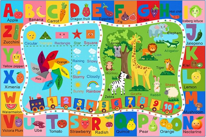 Kids Rug for Playroom, 5x7 ABC Educational Carpet for Classroom, Fun Alphabet - Image 2