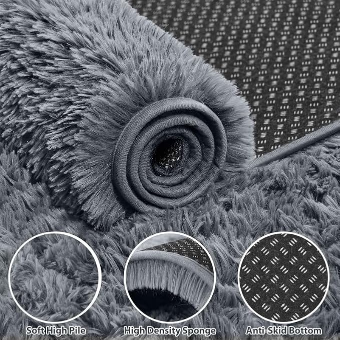 Area Rugs 9x12 Living Room Bedroom: Soft Fluffy Shag Rugs Upgrade Non-Slip High - Image 3