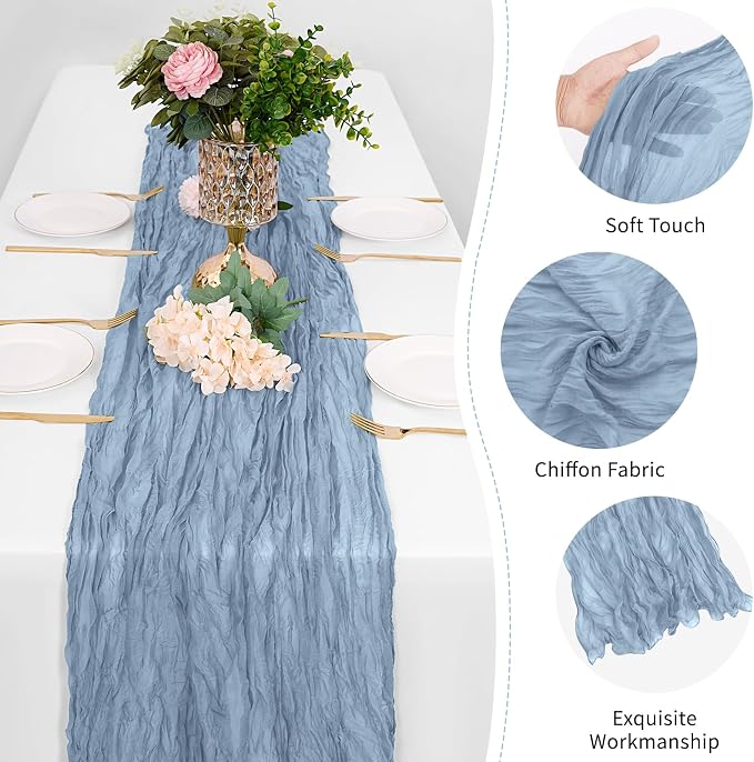 12 Pack Dusty Blue Cheesecloth Table Runner 17 x 108 Inch Gauze Table Runner - Image 5