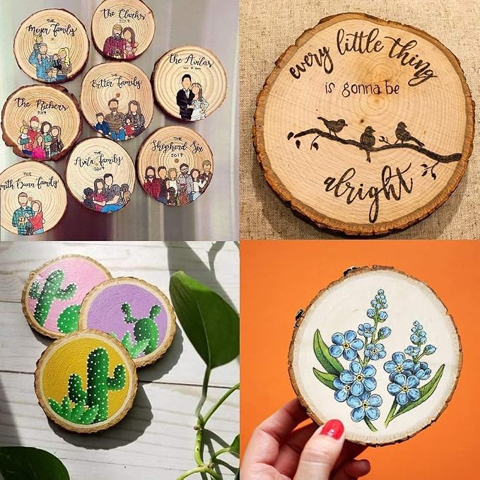 Unfinished Natural with Tree Bark Wood Slices 30 Pcs 2.4"-2.8" inch Disc - Image 4