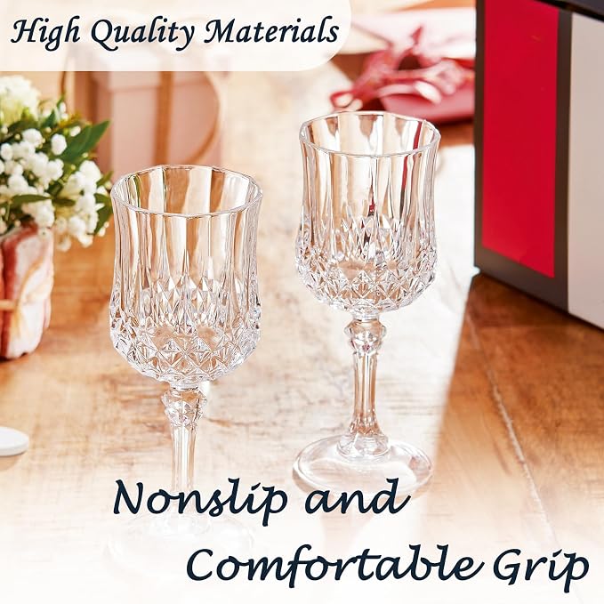 100Pack Plastic Wine Glasses, 7oz Vintage Goblets - Image 5