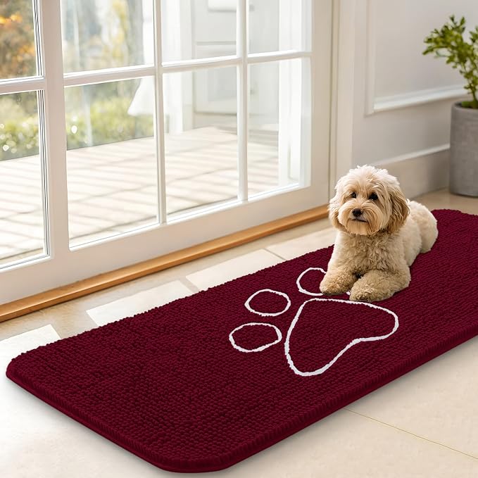OLANLY Dog Door Mat for Muddy Paws 70x35, Paw Print Design, Absorbs Moisture - Image 3