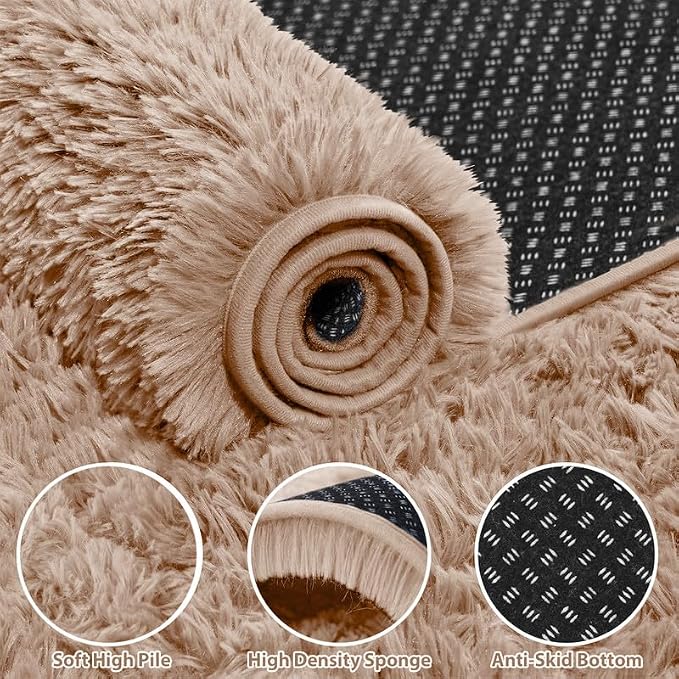 8x10 Area Rugs for Living Room Bedroom: Soft Fluffy Shag Rugs Upgrade Non-Slip - Image 3