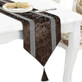 Elegant Rhinestone Brown Table Runner 120 Inches Extra Long, Ombre Velvet | by Jiino