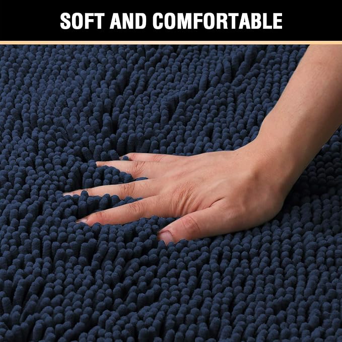 H.VERSAILTEX Navy Blue Bath Rug, Bath Mat Non Slip Bath Mats - Image 4