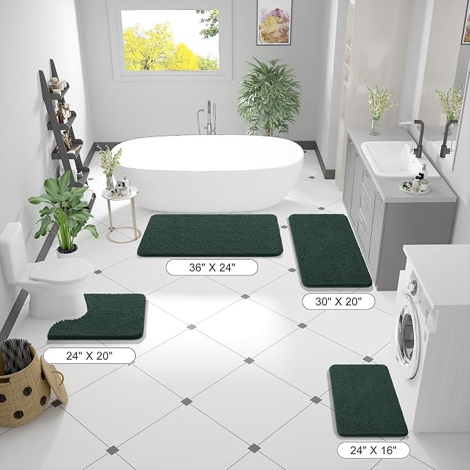 OLANLY Bathroom Runner Rugs 47x20, Soft Absorbent Chenille Bath Rugs, Rubber - Image 2