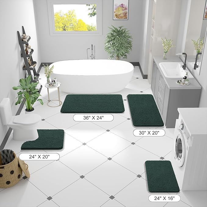 OLANLY Large Bathroom Rugs 70x46, Soft Absorbent Chenille Bath Rugs, Rubber - Image 2