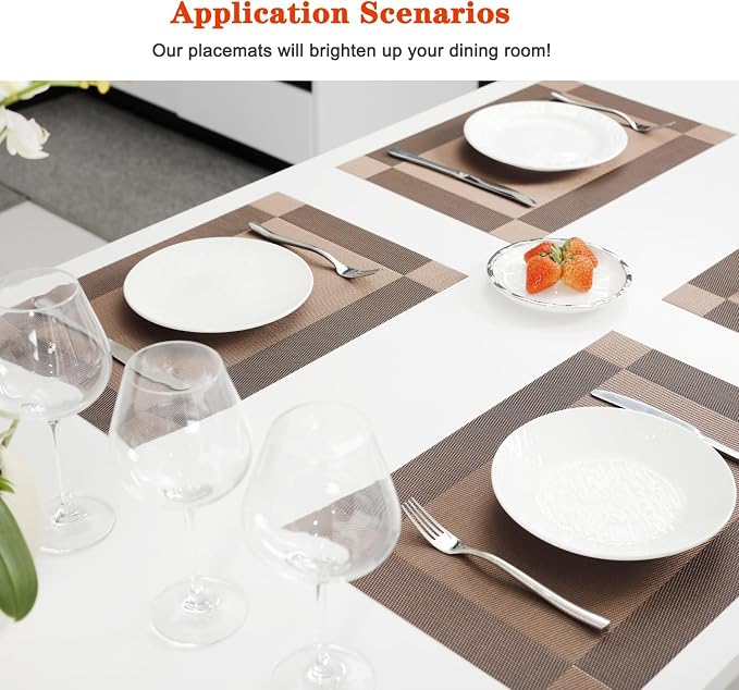 Placemats Set of 4, Vinyl PVC Heat Resistant Washable Placemats Set, Non Slip - Image 2