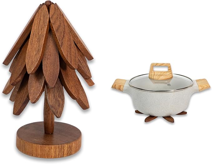 Yuoyar Wooden Tree-Shaped Trivets Set by YUOYAR