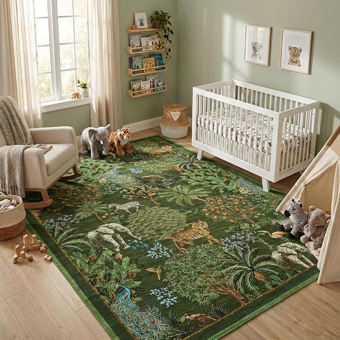 GarveeHome Jungle Animal Print Rug 6x9 Washable Area Rugs by GarveeHome
