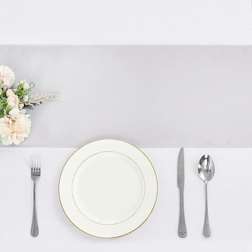 4-Pack Silver Satin Table Runner 12 x 108 Inch Long Bright and Smooth Silk - Image 2