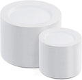 AOZITA 200 PCS White Plastic Plates, Premium Heavy Duty Disposable Plates by AOZITA