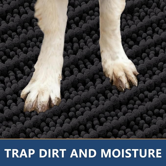 Smiry Dog Door Mat for Muddy Paws 47x24, Absorbent Dirt Trapper, Non-Slip - Image 4