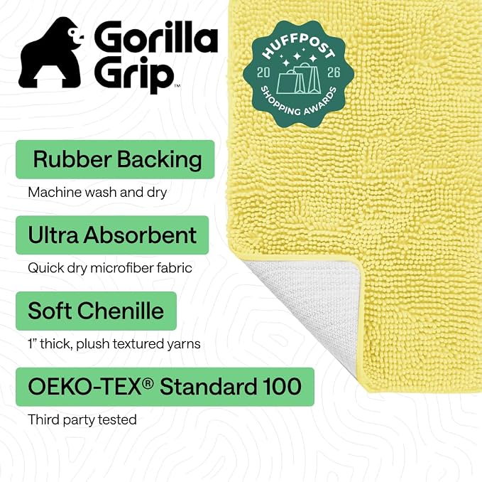 GORILLA GRIP Bath Rug Mat, Thick Soft Absorbent Chenille, Quick Dry Microfiber - Image 2