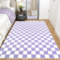 Terrug Purple and White Checkered Rug by TerrugHomeDecor