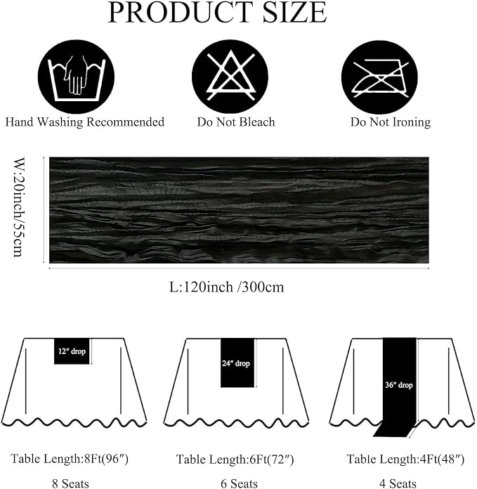 12Pack Black Cheesecloth Table Runner 20 x 120 inch Gauze Table Runners | Boho - Image 4