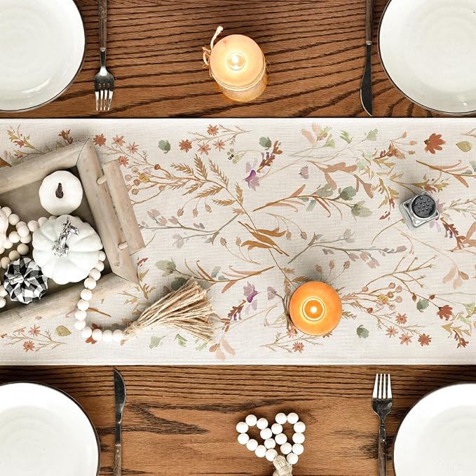 Artoid Mode 210 GSM Fall Table Runner 13x36 Inch Home Party Decor | Floral - Image 7
