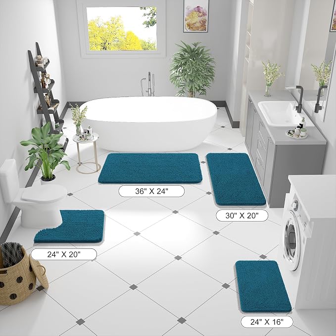 OLANLY Small Bathroom Rugs 24x16, Extra Soft Absorbent Chenille Bath Rugs - Image 8
