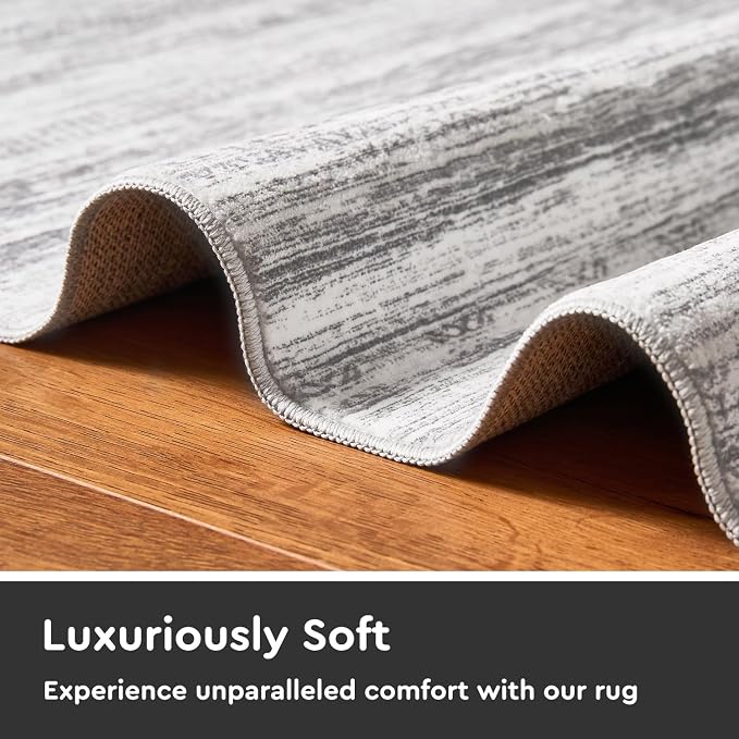 2x6 Runner Rug Machine Washable Non Slip Area Rug Distressed Neutral Moroccan - Image 5