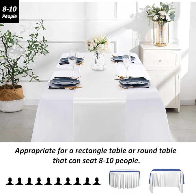 SiinvdaBZX 24 Pcs White Satin Table Runner 12 x 108 inches Long | Bright Smooth - Image 3