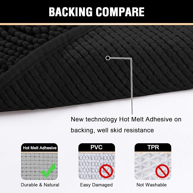H.VERSAILTEX 20x32 Bath Mat Non-Slip Bathroom Rug Shag Shower Mat - Image 6