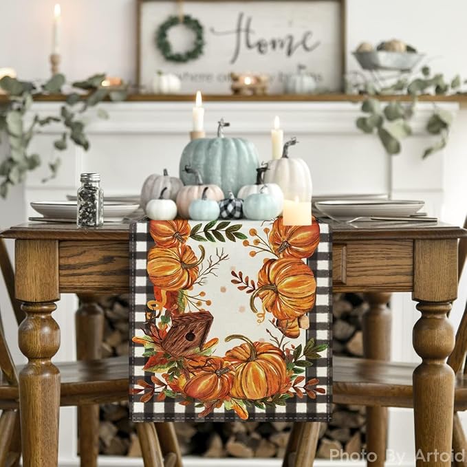 Artoid Mode 210 GSM Fall Table Runner 13x120 Inch Home Party Decor | Buffalo - Image 2