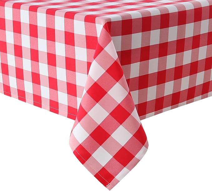 Red and White Checkered Tablecloth Rectangle by Hiasan