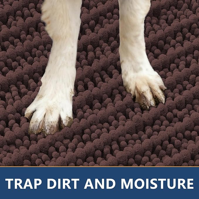 Smiry Dog Door Mat for Muddy Paws 48x30, Absorbent Dirt Trapper, Non-Slip - Image 4