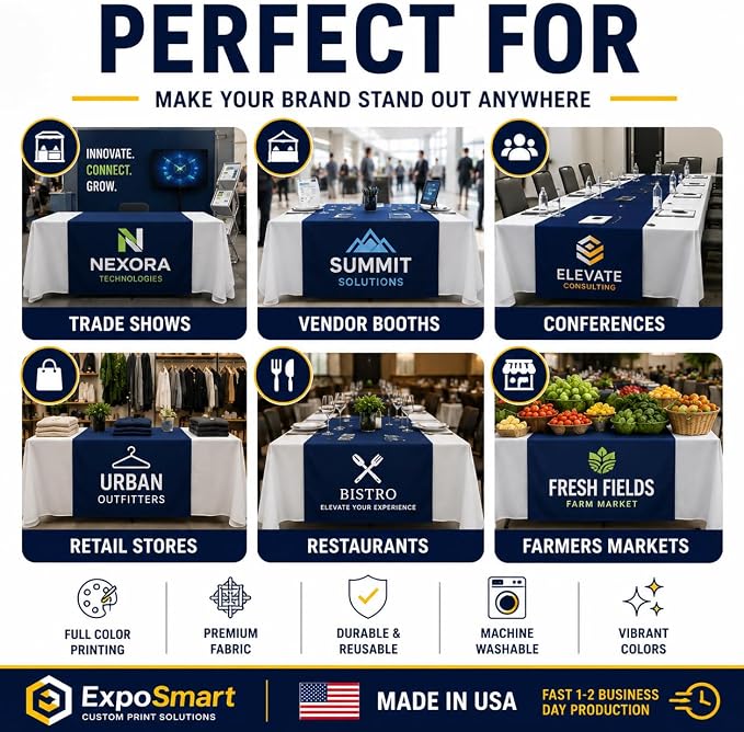 Custom Table Runner with Business Logo, Ships Next Day Made in USA - Image 3