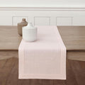 Solino Home 100% Pure Linen Dining Table Runner Pink Hemstitch, 14 x 156 in | by SolinoHome