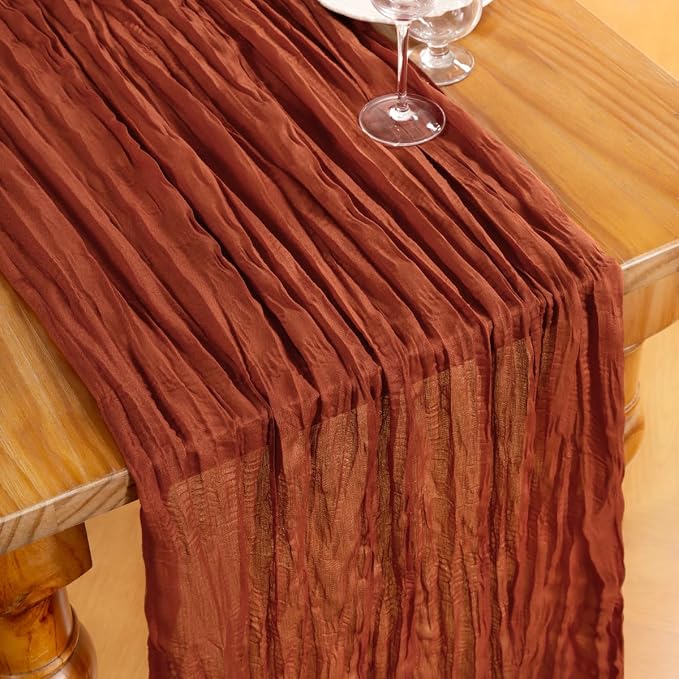 DeZerlor Terracotta Cheesecloth Table Runner 2 Pack Summer Table Runners 120 - Image 2