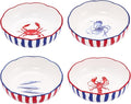 Bico Ocean Wonders Scalloped Pasta Bowls, 36oz Salad Bowl Set of 4, Large by Bico