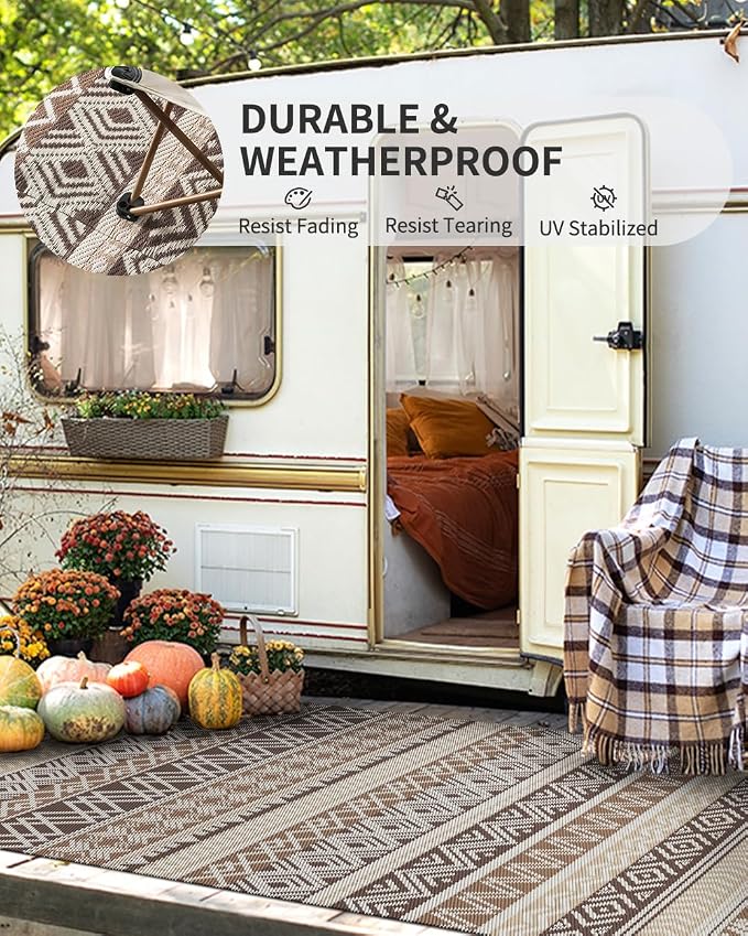MontVoo Outdoor Rug Carpet Waterproof-Patio Rug Mat 8x10 Reversible RV Outdoor - Image 5
