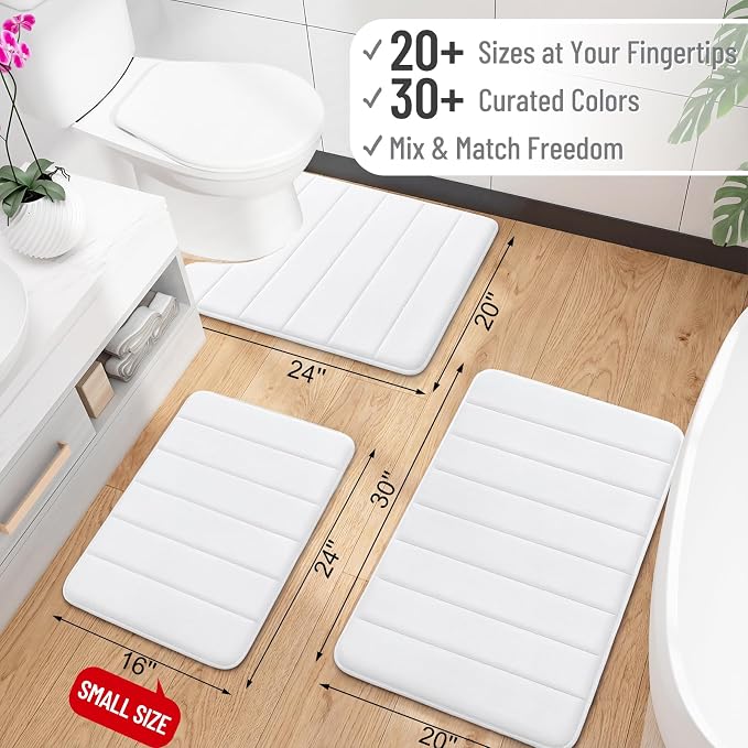OLANLY Memory Foam Bath Mat 30x20, Super Soft Absorbent Bathroom Rugs, Quick Dry - Image 2