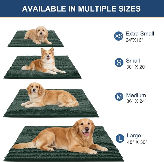 OLANLY Dog Door Mat for Muddy Paws 24x16, Ultra Absorbent Chenille Mud Doormat - Image 2