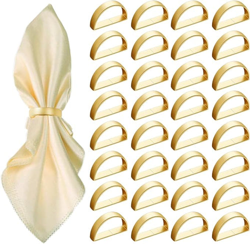 32 Pcs Matt Gold Napkin Rings by GERILKAI